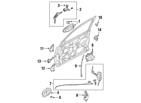 1999 Ford Escort Door & Components Latch Assembly Diagram for F8CZ-6321813-AA