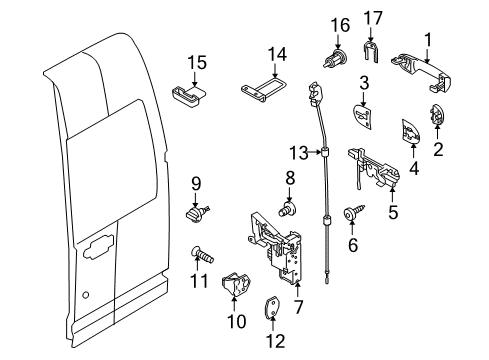 2011 Ford Transit Connect Cargo Door Lower Striker Diagram for 9T1Z-61264A10-C