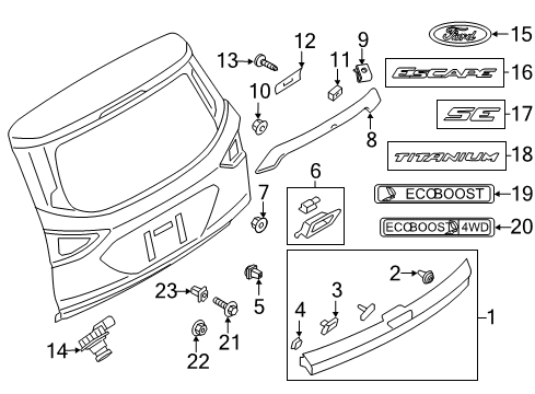 2017 Ford Escape Parking Aid Sensor Diagram for F1FZ-19G490-E
