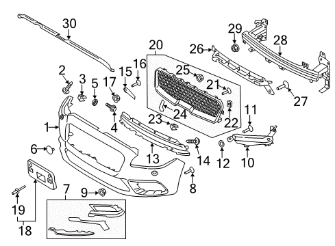 2019 Lincoln Continental Front Bumper Base Nut Diagram for -W707501-S900
