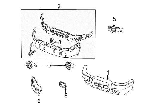 1999 Ford Explorer Front Bumper Bumper Cover Diagram for YL2Z-17757-AA