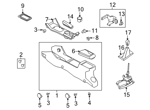 2008 Ford Focus Gear Shift Control - MT Gear Shift Assembly Diagram for 8S4Z-7210-E