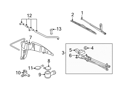 2005 Ford Focus Windshield - Wiper & Washer Components Wiper Arm Diagram for YS4Z-17527-AA