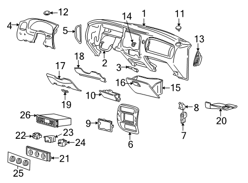 1998 Ford Explorer Instrument Panel Dash Control Unit Diagram for YL2Z-19980-AA