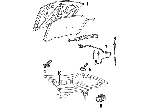 2001 Mercury Villager Hood & Components Latch Diagram for XF5Z-16700-AA