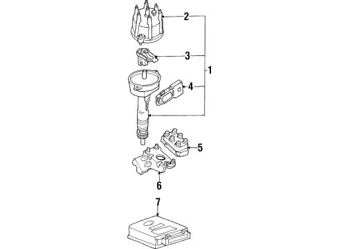 1994 Ford Thunderbird Ignition System EEC Module Diagram for F4ZZ12K072A