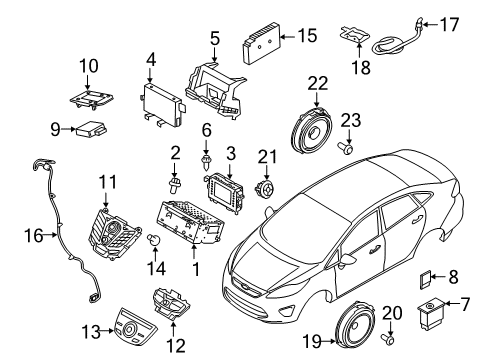 2015 Ford Fiesta Driver Information Center Rear Door Speaker Diagram for DA6Z-18808-B