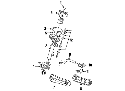 1999 Ford Taurus Rear Suspension Components, Stabilizer Bar Spring Diagram for 5F1Z-5560-D