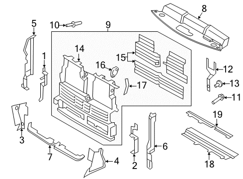 2017 Ford Edge Air Deflector - Radiator Support Lower Air Guide Diagram for FT4Z-8327-A