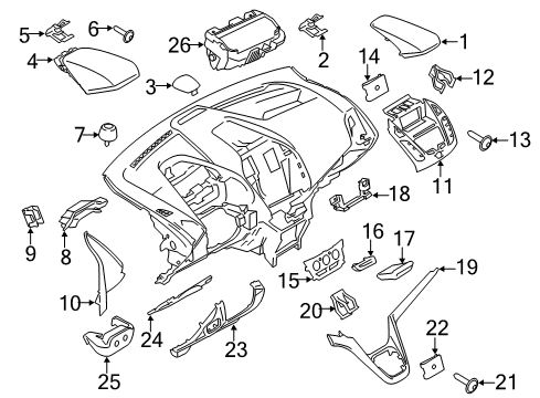2014 Ford Transit Connect Cluster & Switches, Instrument Panel Top Panel Screw Diagram for -W502661-S303