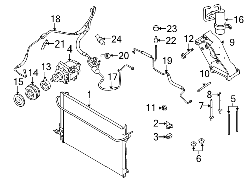 2007 Ford Mustang A/C Condenser, Compressor & Lines Front AC Hose Diagram for 4R3Z-19835-AB