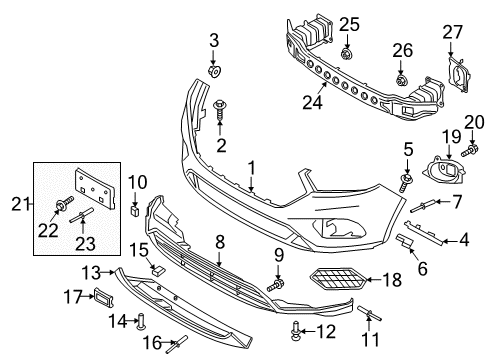 2018 Ford Escape Front Bumper Lower Cover Diagram for GJ5Z-17D957-AA