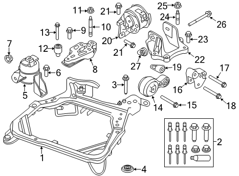 2011 Ford Fusion Engine & Trans Mounting Mount Bracket Stud Diagram for -W712508-S439