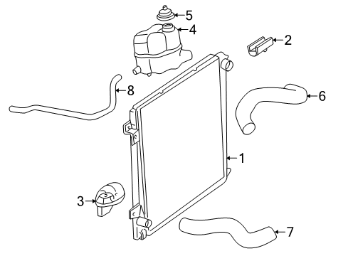2003 Lincoln Aviator Radiator & Components Radiator Assembly Bracket Diagram for 1L2Z-8A193-AA