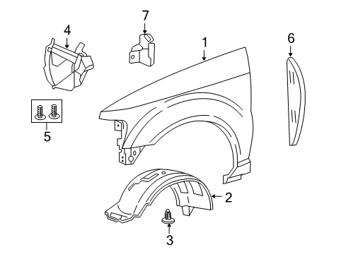 2009 Ford Explorer Sport Trac Fender & Components Stone Guard Diagram for 6L2Z-16102-AA