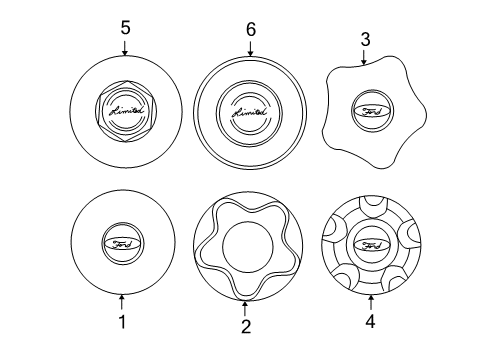 1999 Ford Explorer Wheel Covers & Trim Cap Diagram for F87Z-1130-CA