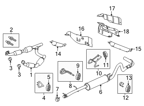 2013 Ford E-150 Exhaust Components Muffler & Pipe Clamp Diagram for 9C2Z-5A231-A