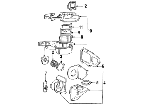 1986 Ford Aerostar Auxiliary Heater & A/C Blower Motor Diagram for F29Z18527C