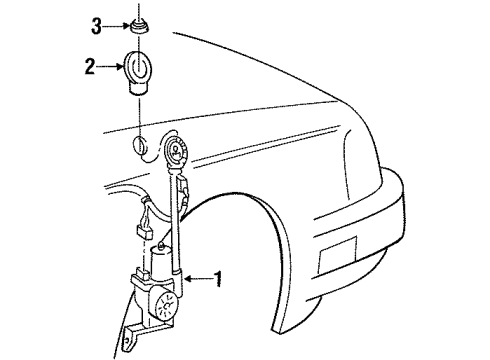 1993 Ford Thunderbird Antenna & Radio Antenna Assembly Diagram for 4W7Z18814AA