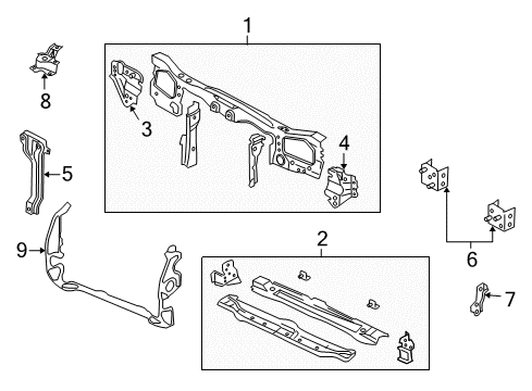 2004 Ford Escape Radiator Support Center Support Diagram for YL8Z-16C750-AA