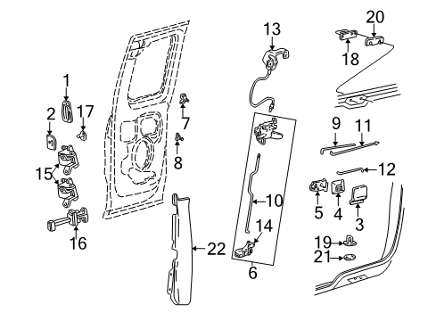 2004 Ford F-150 Heritage Rear Door Control Assembly Diagram for 8L3Z-16264A01-BA