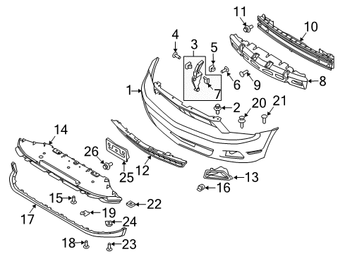 2012 Ford Mustang Front Bumper Lower Shield Retainer Diagram for -W710564-S439