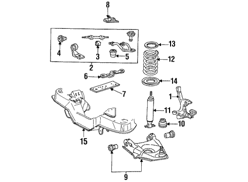 1988 Ford Aerostar Front Suspension Components, Lower Control Arm, Upper Control Arm, Stabilizer Bar Shock Diagram for 5U2Z-18V124-ABA