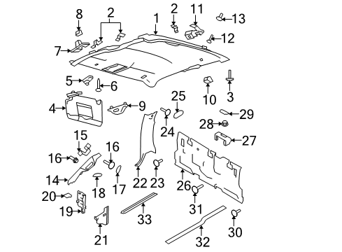 2014 Ford F-150 Interior Trim - Cab Sunvisor Retainer Diagram for AL3Z-1504132-AC