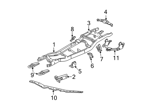 2002 Ford Explorer Sport Trac Frame & Components, Tow Hook & Hitch Frame Assembly Diagram for 2L2Z-5005-AA