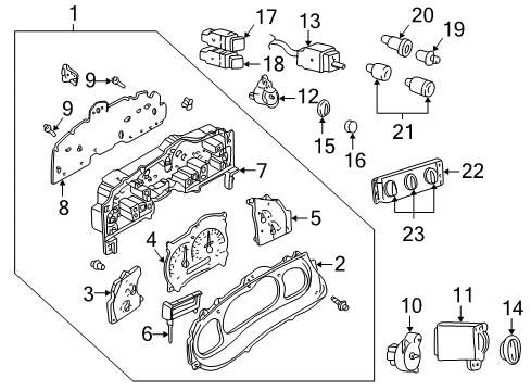 2004 Ford Explorer Sport Trac Cluster & Switches Bulb Diagram for YL3Z-13B765-DA