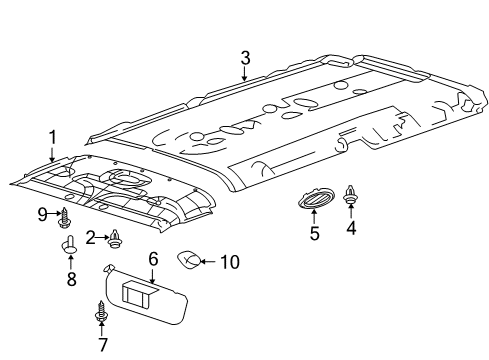 2009 Ford E-350 Super Duty Interior Trim - Roof Sunvisor Diagram for 9C2Z-1604104-CC