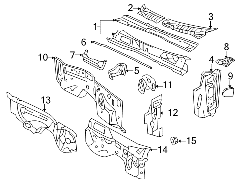 2009 Ford Explorer Sport Trac Cab Cowl Insulator Retainer Diagram for 1L2Z-7801691-AA