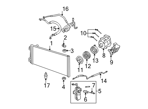 2007 Ford F-150 Air Conditioner Condenser Mount Bracket Diagram for 4L3Z-19702-AA