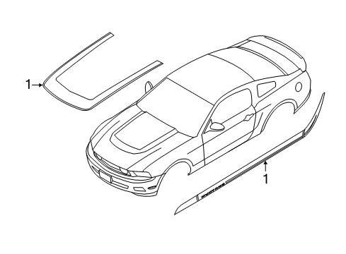 2012 Ford Mustang Stripe Tape Stripe Package Diagram for AR3Z-6320000-HA