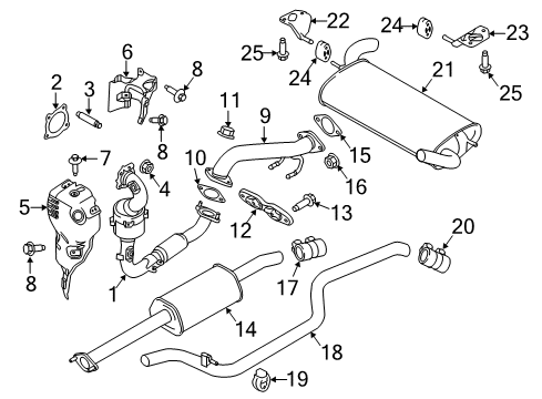 2015 Ford Focus Exhaust Components Upper Shield Bolt Diagram for -W715474-S437