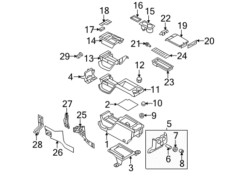 2011 Ford F-150 Front Console Mount Bracket Stud Diagram for -W709045-S424