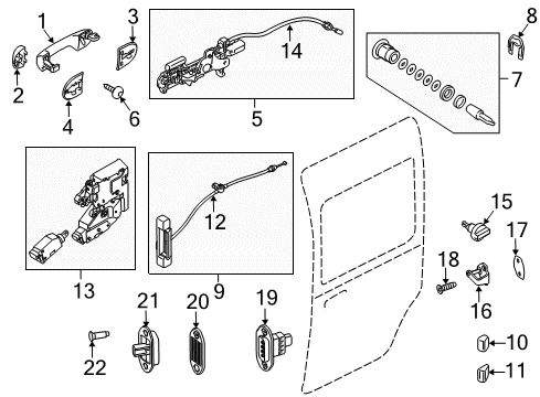 2013 Ford Transit Connect Side Loading Door - Lock & Hardware Latch Assembly Diagram for 9T1Z-6126412-A