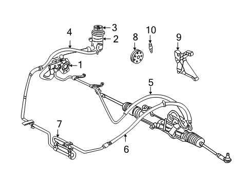 2000 Ford Focus P/S Pump & Hoses, Steering Gear & Linkage Power Steering Pump Diagram for YS4Z-3A674-AERM