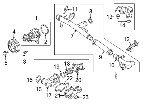 2019 Ford F-150 Water Pump Water Manifold Gasket Diagram for JL3Z-8255-A