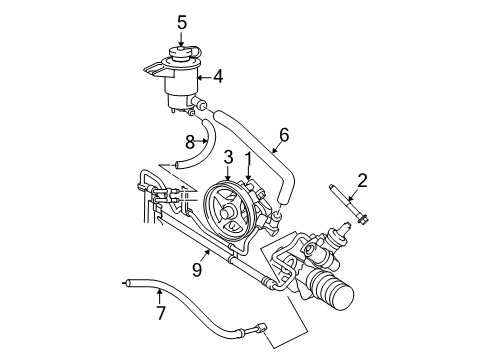 2009 Ford Crown Victoria P/S Pump & Hoses, Steering Gear & Linkage Pressure Hose Diagram for 9W7Z-3A719-D