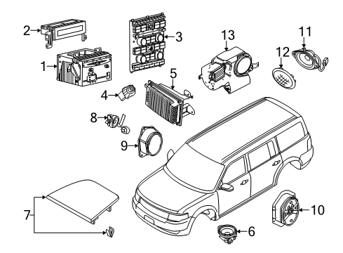 2010 Ford Flex Sound System Grille Diagram for 8A8Z-18978-AC