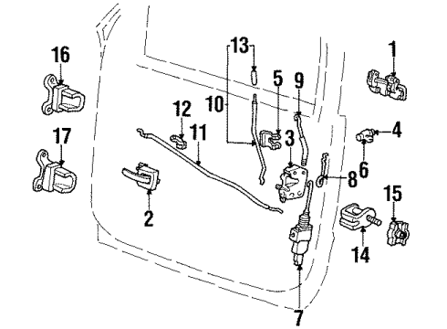 1999 Mercury Mountaineer Front Door - Lock & Hardware Knob Diagram for F77Z-7821850-AB