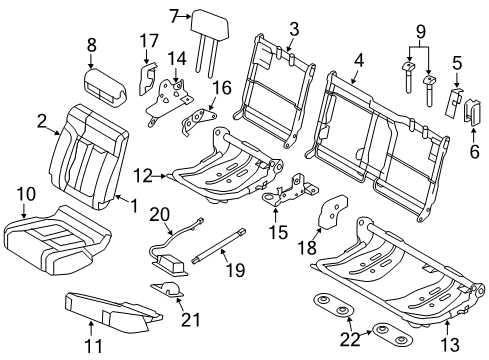 2011 Ford F-150 Rear Seat Components Seat Back Frame Diagram for BL3Z-16613A39-A