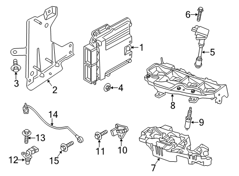 2014 Ford Fusion Ignition System PCM Mount Bracket Diagram for DS7Z-12A659-E