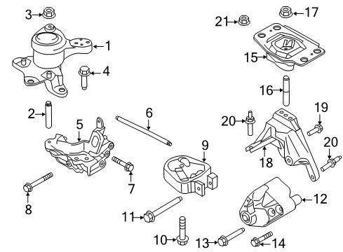 2013 Ford Fusion Engine & Trans Mounting Mount Bracket Bolt Diagram for -W500523-S442