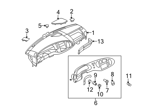 2008 Ford E-250 Instrument Panel Components Center Cover Clip Diagram for -N804978-S32B