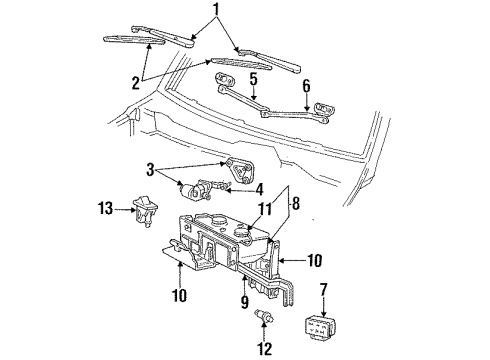 1997 Ford F-250 HD Wiper & Washer Components Front Motor Diagram for 6U2Z-17V508-SARM