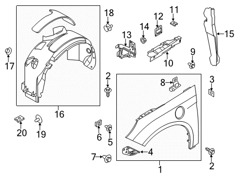 2013 Ford Focus Fender & Components Fender Liner Pin Diagram for -W711289-S300