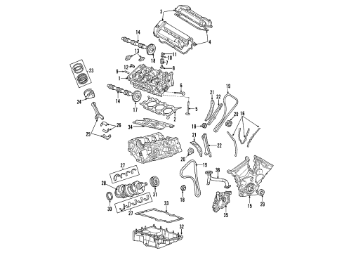 2005 Ford Freestyle Engine Parts, Mounts, Cylinder Head & Valves, Camshaft & Timing, Oil Pan, Oil Pump, Crankshaft & Bearings Rear Mount Diagram for 5F9Z-6068-A