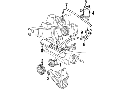 1999 Mercury Mountaineer P/S Pump & Hoses, Steering Gear & Linkage, Power Steering Oil Cooler Reservoir Hose Diagram for F77Z-3A713-CA